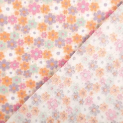 Musselin Stoff Baumwollstoff Blüten rosa bunt 1,50m Breite