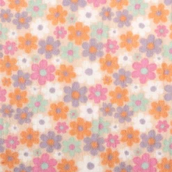 Musselin Stoff Baumwollstoff Blüten rosa bunt 1,50m Breite
