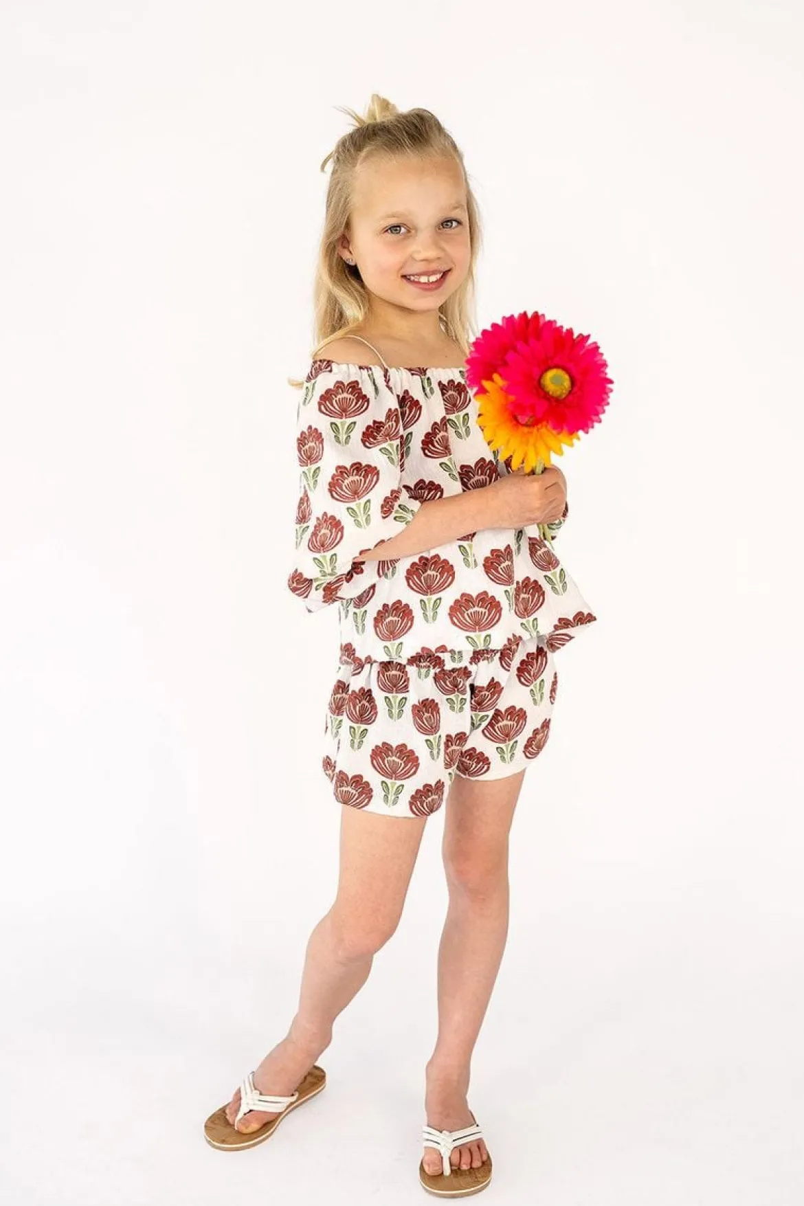 Musselin Stoff Baumwollstoff Blumen wollweiß rot grün 1,50m Breite