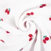 Musselin Stoff Baumwollstoff Kirschen Stickerei wollweiß rot 1,27m Breite