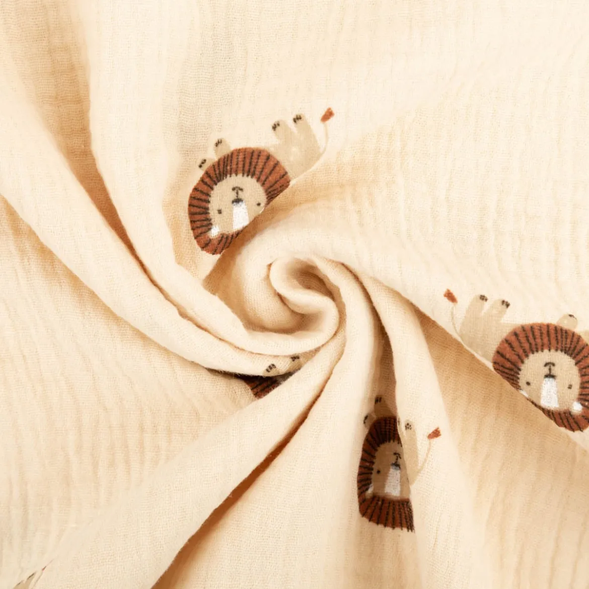 Musselin Stoff Baumwollstoff Löwe beige 1,50m Breite