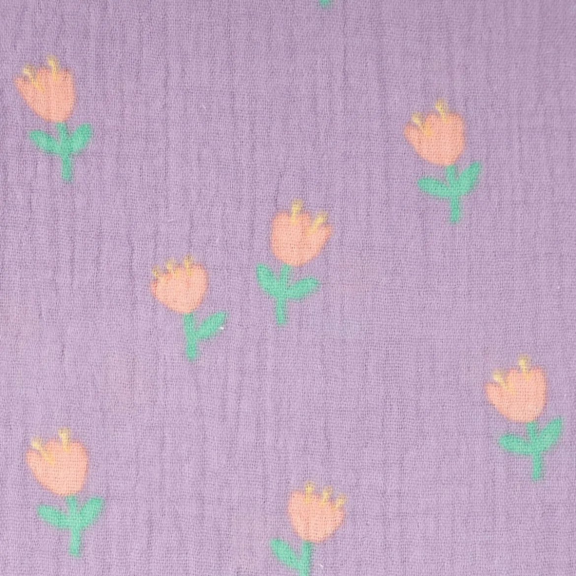 Musselin Stoff Baumwollstoff Tulpen lila 1,50m Breite
