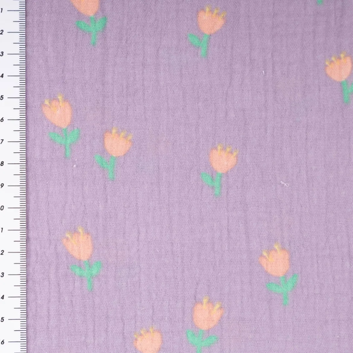 Musselin Stoff Baumwollstoff Tulpen lila 1,50m Breite