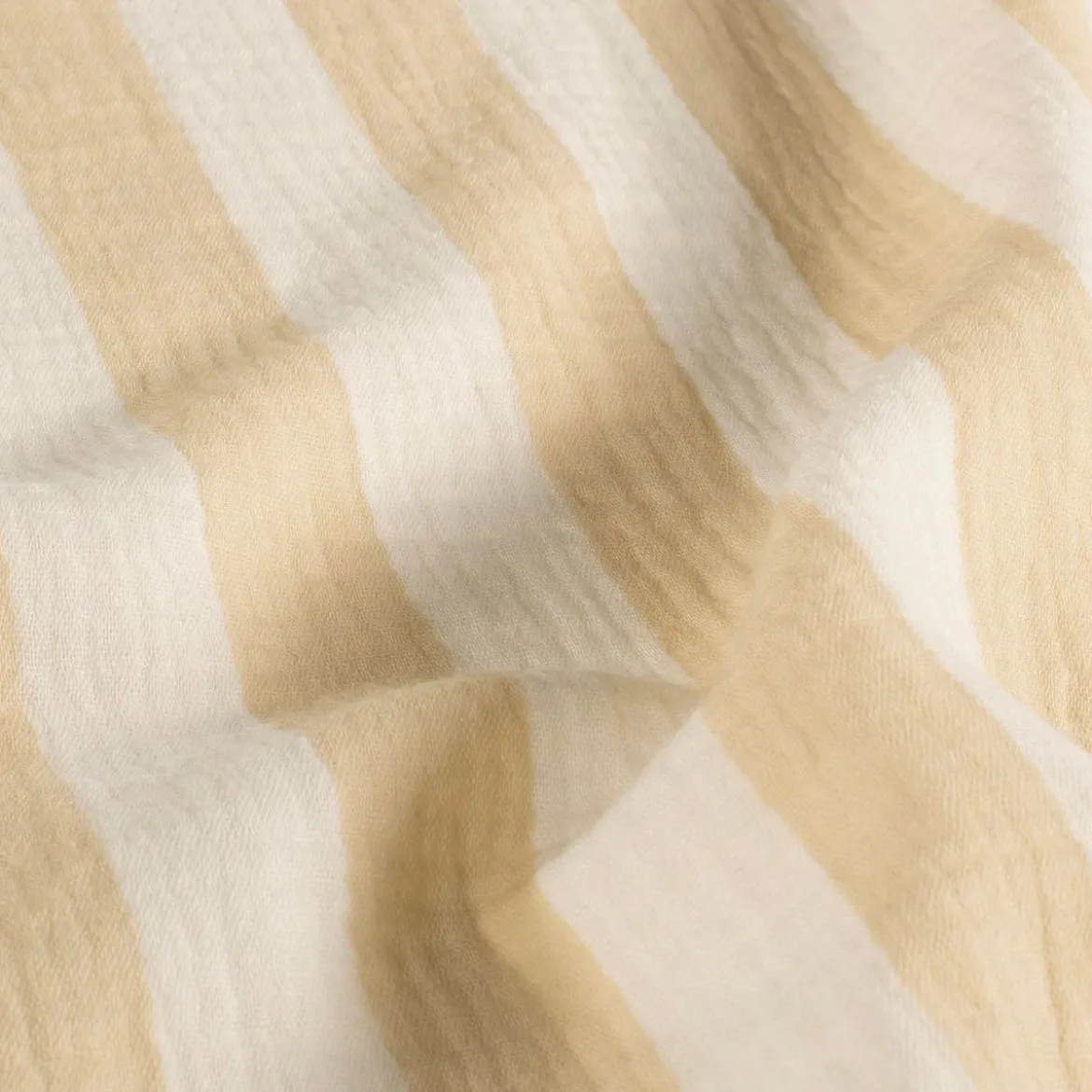 Musselin Stoff Baumwollstoff Streifen beige ecru 1,50m Breite