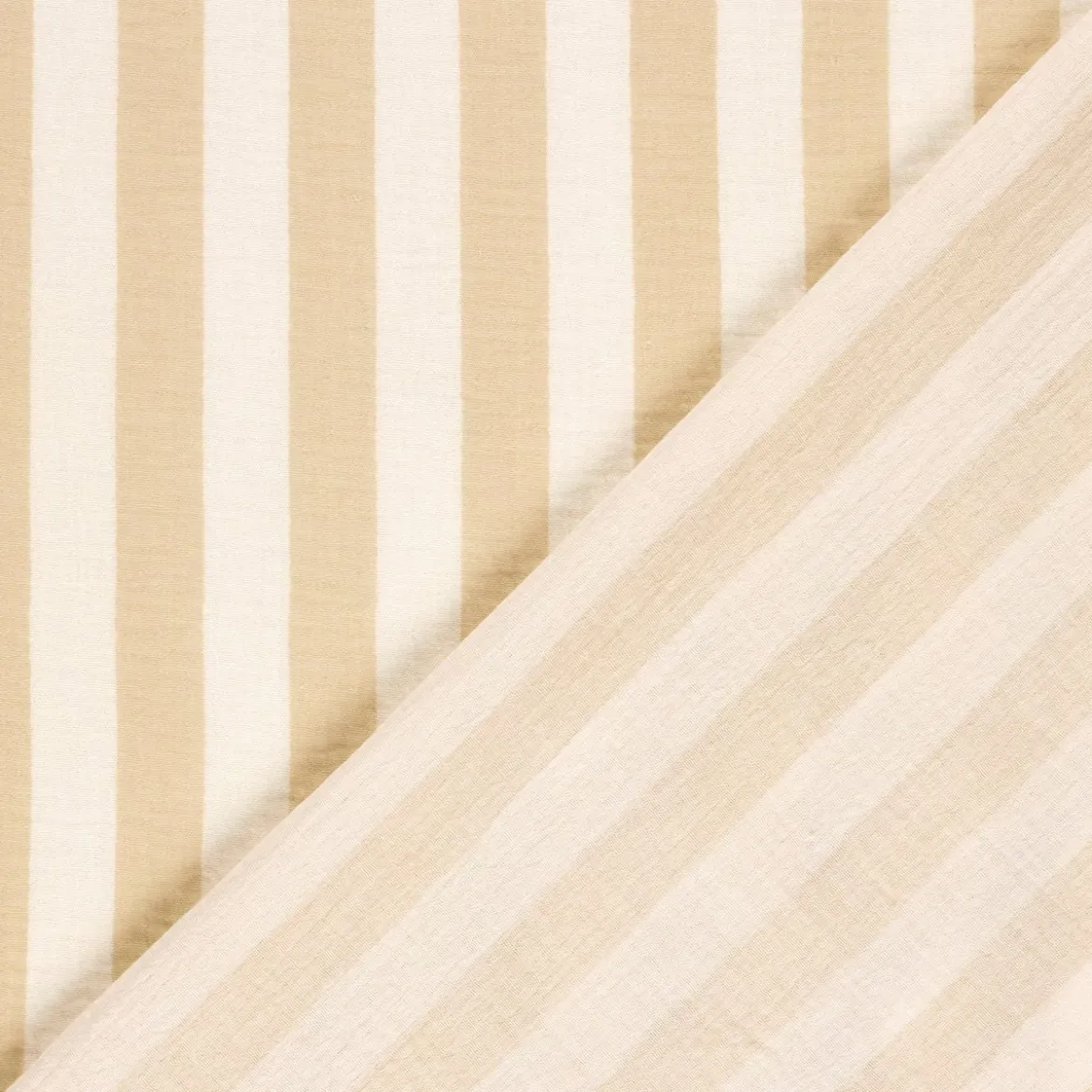 Musselin Stoff Baumwollstoff Streifen beige ecru 1,50m Breite