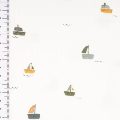 Musselin Stoff Baumwollstoff Boote Wollweiß Bunt 1,50m Breite