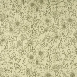 Musselin Stoff Baumwollstoff Blumen Blätter khaki grün 1,50m Breite
