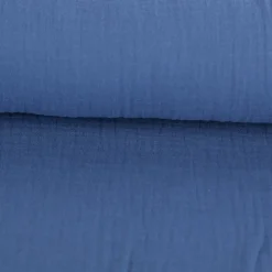 Musselin Stoff Bio Baumwolle einfarbig Midnight Blau 1,30m Breite