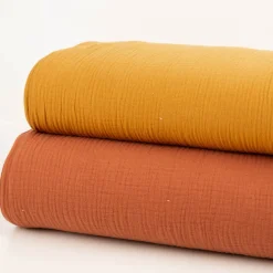 Musselin Stoff Bio Baumwolle einfarbig Cognac Braun 1,30m Breite