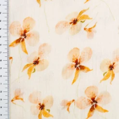 Musselin Stoff Bio Baumwolle Blumen Digitaldruck beige peach 1,30m Breite