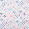 Musselin Stoff Bio Organic Digitaldruck Watercolor Rauten weiß blau 1,35m Breite
