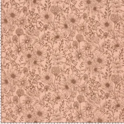 Musselin Stoff Blumen altrosa braun 1,50m Breite