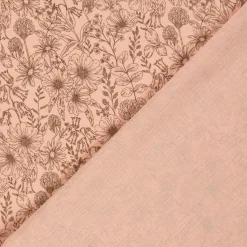 Musselin Stoff Blumen altrosa braun 1,50m Breite
