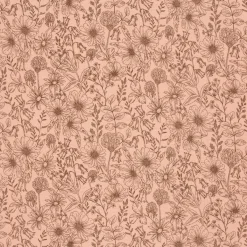 Musselin Stoff Blumen altrosa braun 1,50m Breite