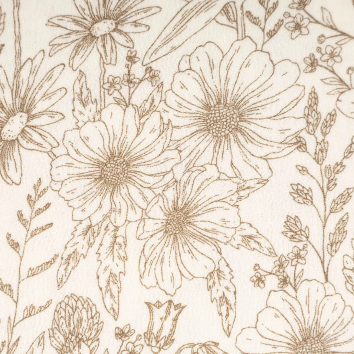 Musselin Stoff Blumen wollweiß beige 1,50m Breite