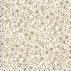 Musselin Stoff Blumen wollweiß beige 1,50m Breite