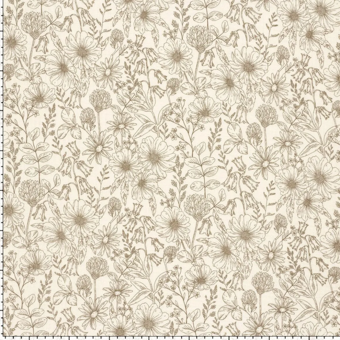 Musselin Stoff Blumen wollweiß beige 1,50m Breite
