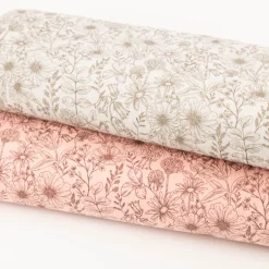 Musselin Stoff Blumen wollweiß beige 1,50m Breite