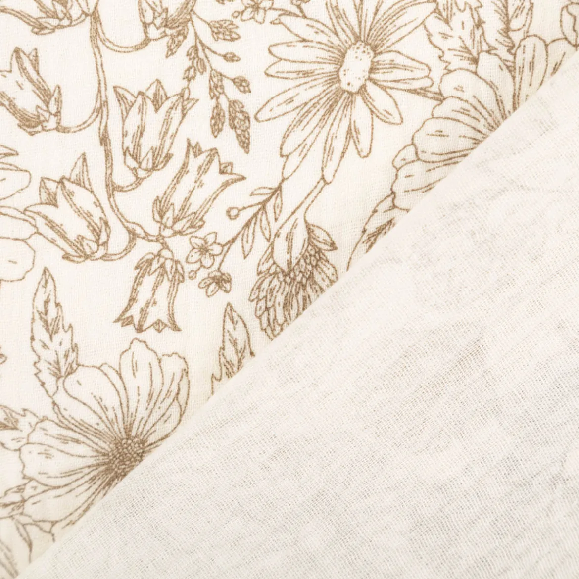 Musselin Stoff Blumen wollweiß beige 1,50m Breite