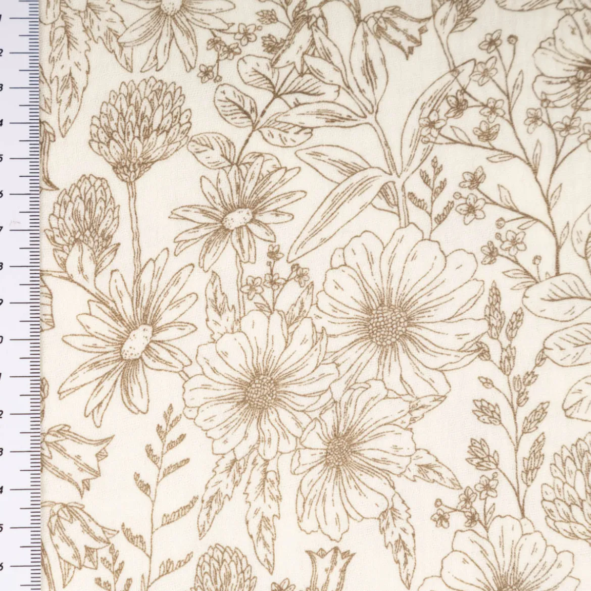Musselin Stoff Blumen wollweiß beige 1,50m Breite