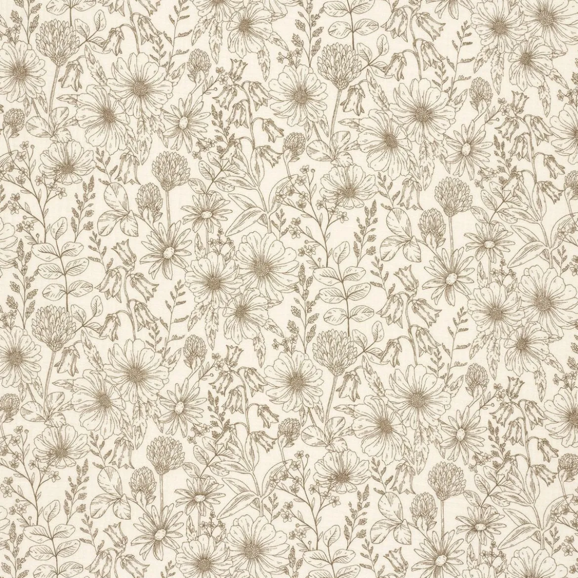 Musselin Stoff Blumen wollweiß beige 1,50m Breite