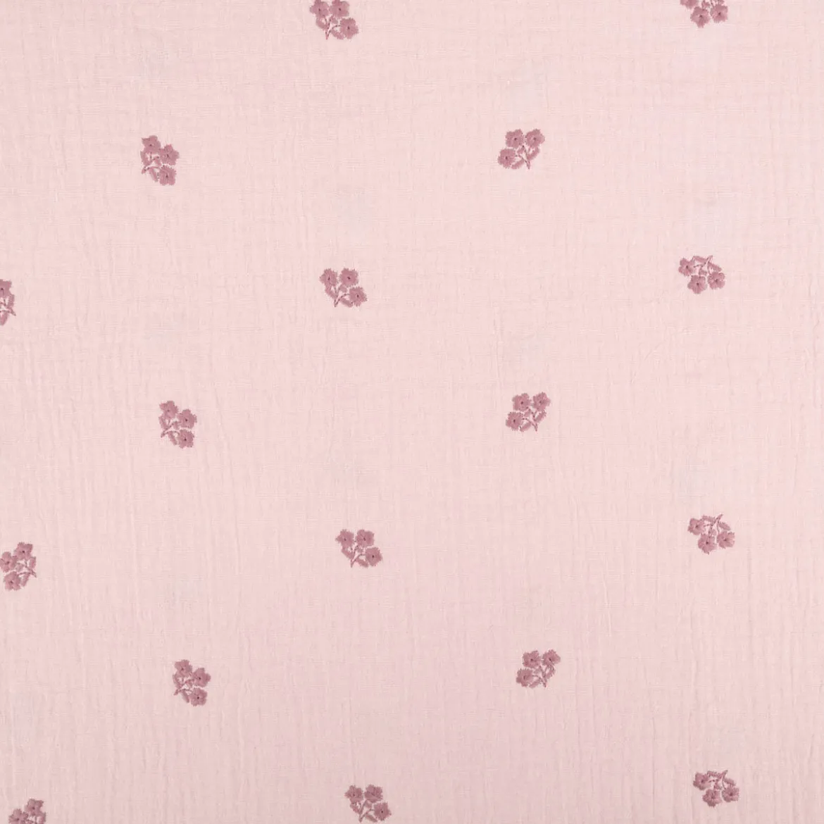 Musselin Stoff Double Gauze Blümchen Stickerei mauve 1,35m Breite