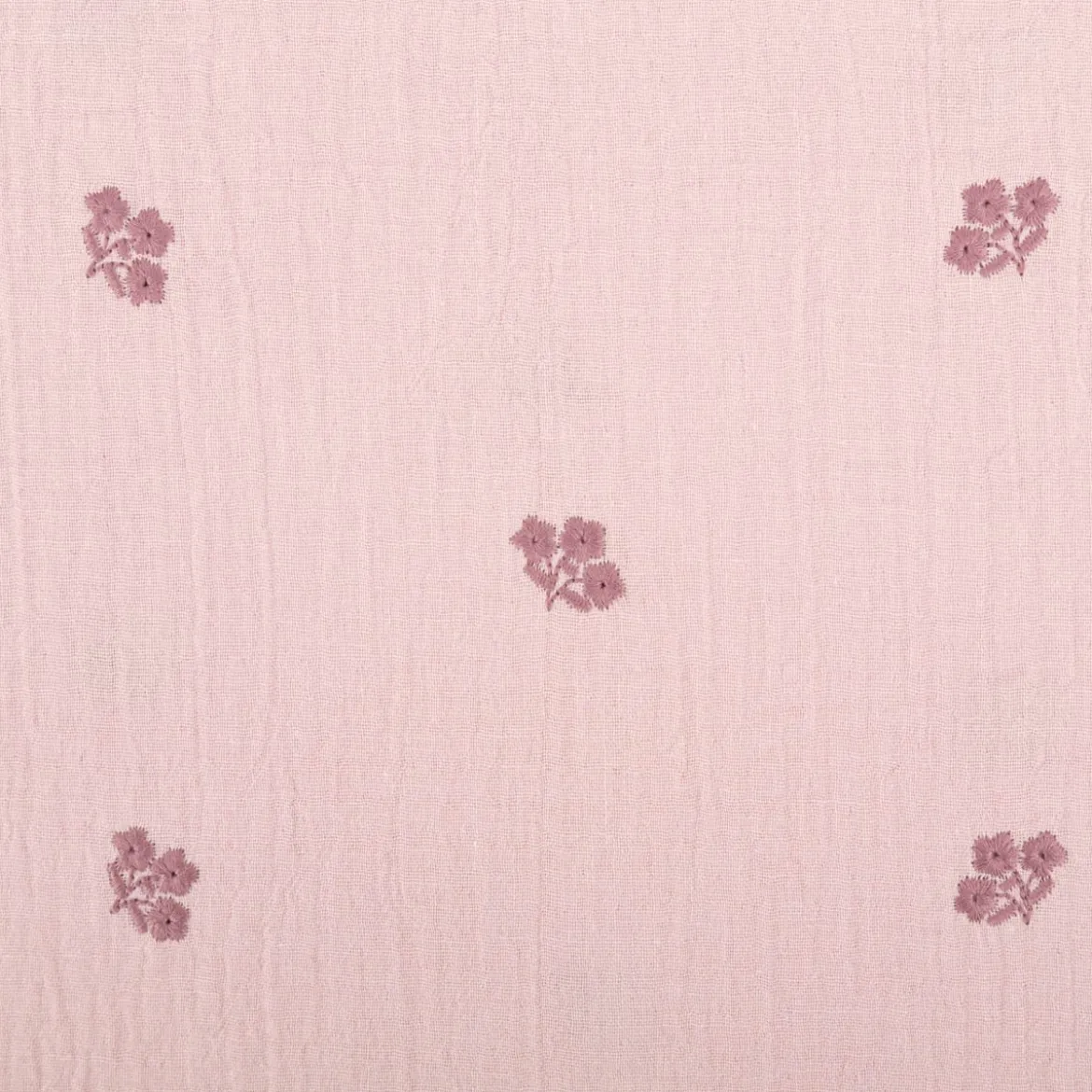Musselin Stoff Double Gauze Blümchen Stickerei mauve 1,35m Breite