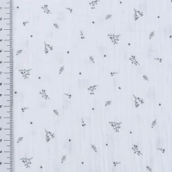 Musselin Stoff Double Gauze Dillen Blümchen weiß grau 1,30m Breite
