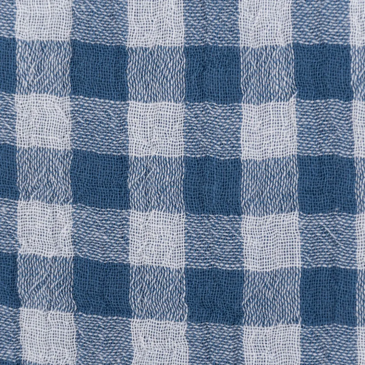 Musselin Stoff Double Gauze Doubleface Vichy-Karo blau weiß 1,30m Breite