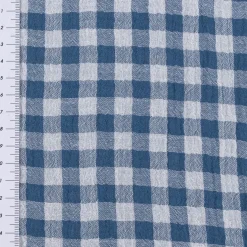Musselin Stoff Double Gauze Doubleface Vichy-Karo blau weiß 1,30m Breite