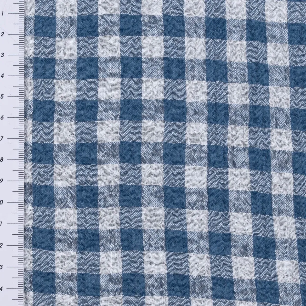 Musselin Stoff Double Gauze Doubleface Vichy-Karo blau weiß 1,30m Breite