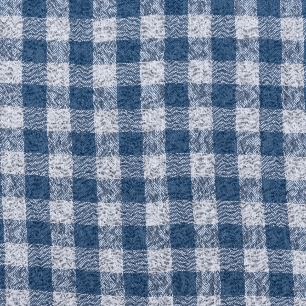 Musselin Stoff Double Gauze Doubleface Vichy-Karo blau weiß 1,30m Breite