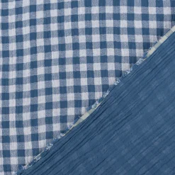 Musselin Stoff Double Gauze Doubleface Vichy-Karo blau weiß 1,30m Breite