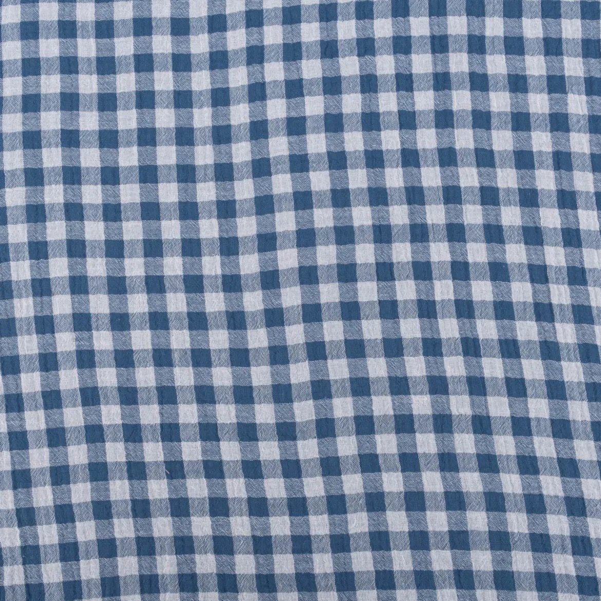 Musselin Stoff Double Gauze Doubleface Vichy-Karo blau weiß 1,30m Breite
