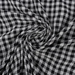 Musselin Stoff Double Gauze Doubleface Vichy-Karo schwarz weiß 1,30m Breite