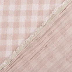 Musselin Stoff Double Gauze Doubleface Vichy-Karo beige weiß 1,30m Breite