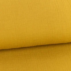Musselin Stoff Double Gauze einfarbig senf gelb 1,35m Breite