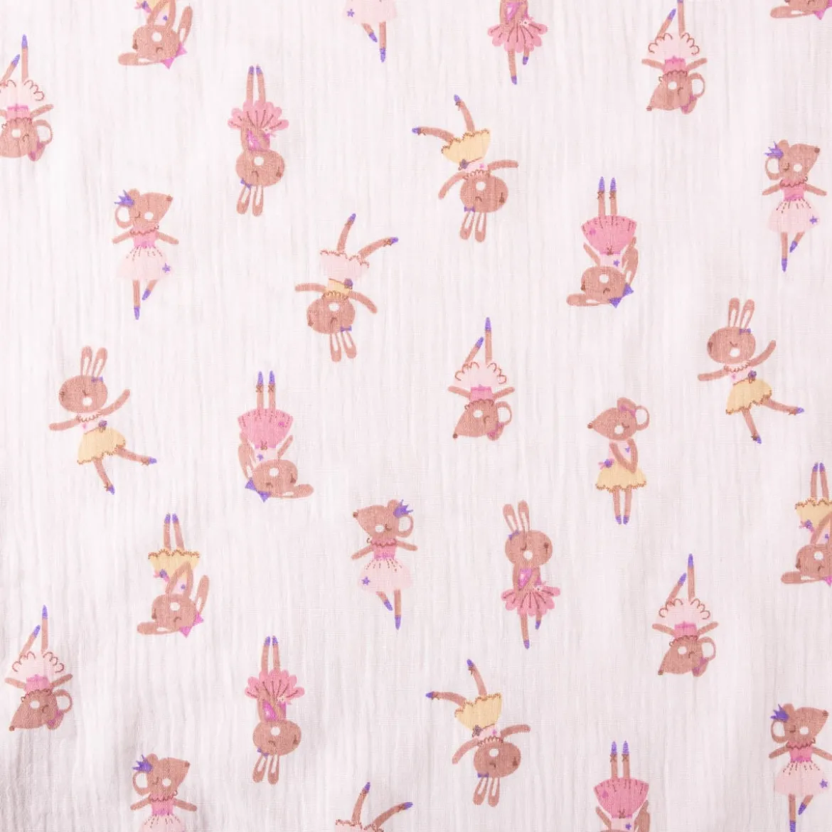 Musselin Stoff Double Gauze Fifi Maus Hase Ballerina rosa violett 1,30m Breite