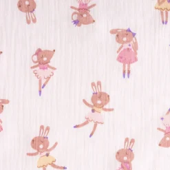 Musselin Stoff Double Gauze Fifi Maus Hase Ballerina rosa violett 1,30m Breite
