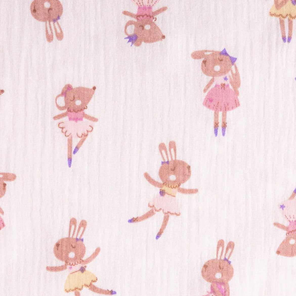 Musselin Stoff Double Gauze Fifi Maus Hase Ballerina rosa violett 1,30m Breite