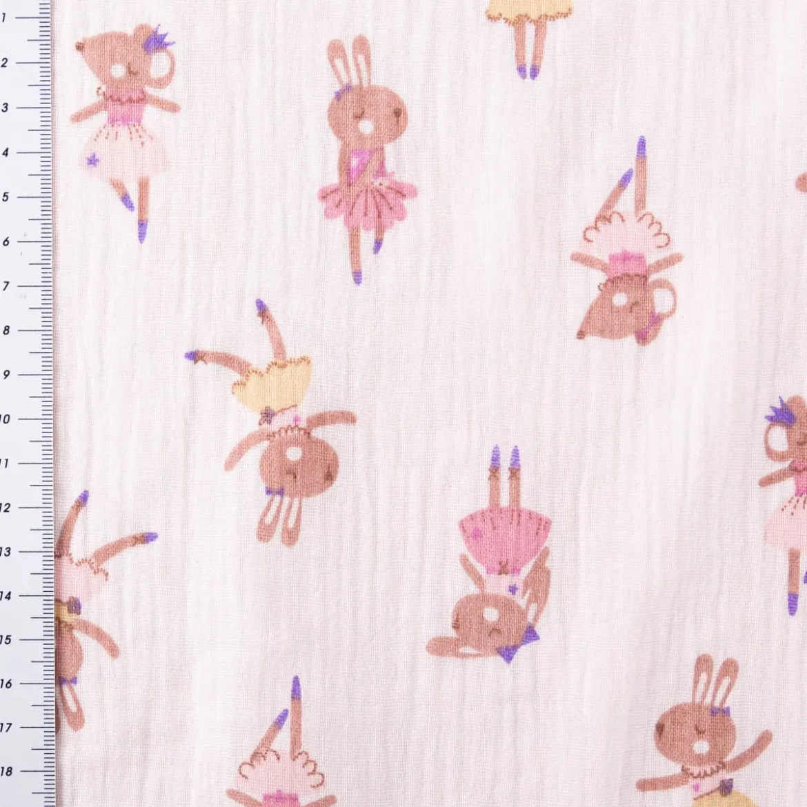 Musselin Stoff Double Gauze Fifi Maus Hase Ballerina rosa violett 1,30m Breite