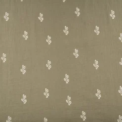 Musselin Stoff Double Gauze Kaktus Stickerei grün 1,35m Breite