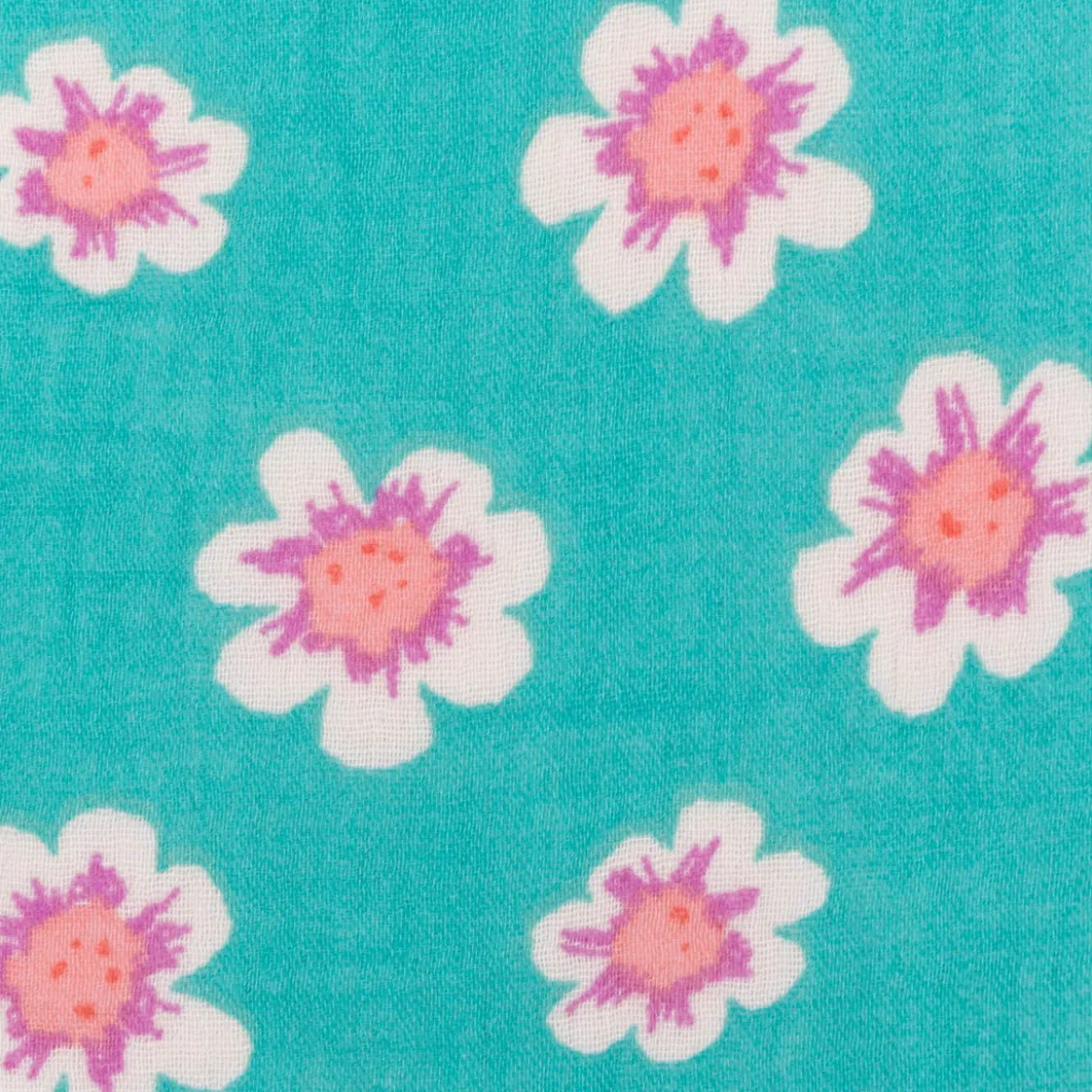 Musselin Stoff Double Gauze Mafleur Blüten grün rosa 1,30m Breite