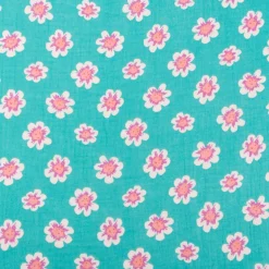 Musselin Stoff Double Gauze Mafleur Blüten grün rosa 1,30m Breite