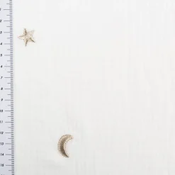 Musselin Stoff Double Gauze STARS Stickerei Sterne Mond weiß 1,35m Breite