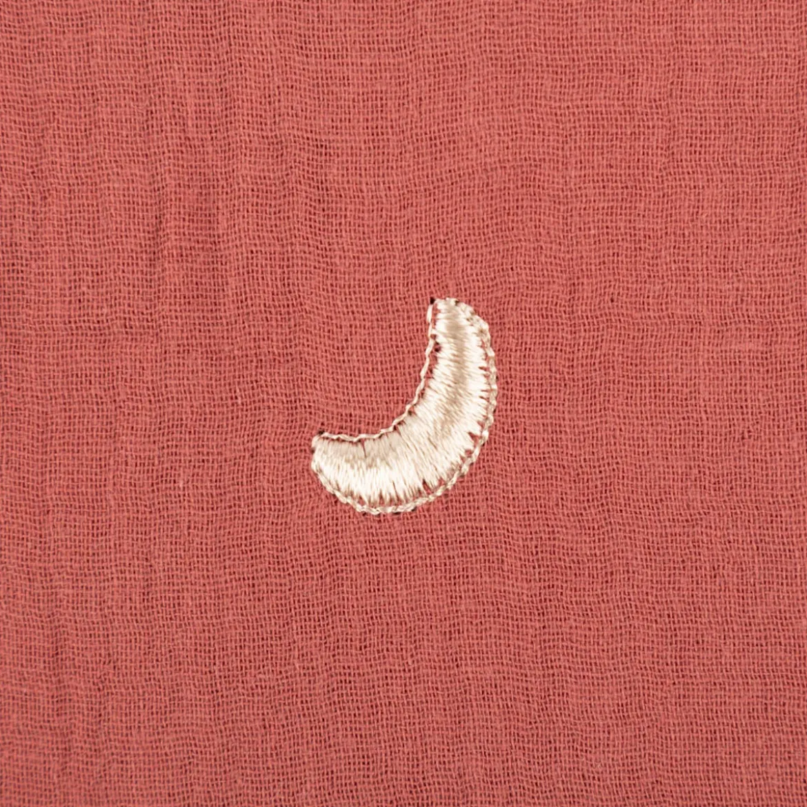 Musselin Stoff Double Gauze STARS Stickerei Sterne Mond rot 1,35m Breite