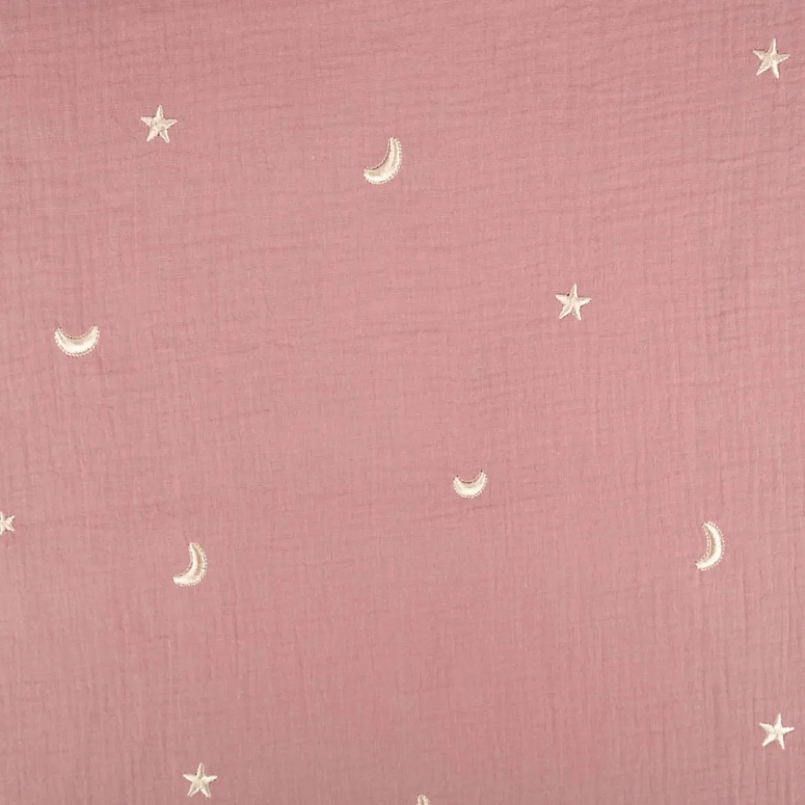 Musselin Stoff Double Gauze STARS Stickerei Sterne Mond alt-lila 1,35m Breite