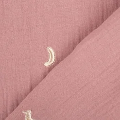 Musselin Stoff Double Gauze STARS Stickerei Sterne Mond alt-lila 1,35m Breite