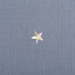 Musselin Stoff Double Gauze STARS Stickerei Sterne Mond jeansblau 1,35m Breite