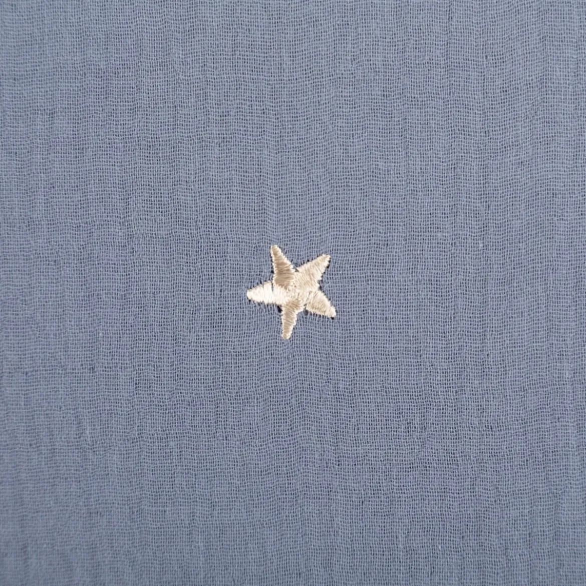 Musselin Stoff Double Gauze STARS Stickerei Sterne Mond jeansblau 1,35m Breite